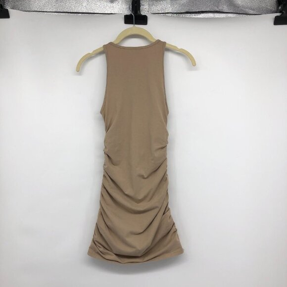 Aritzia TNA Tan Chill Malibu Ruched Bodycon Mini Dress size XS - Picture 4 of 16